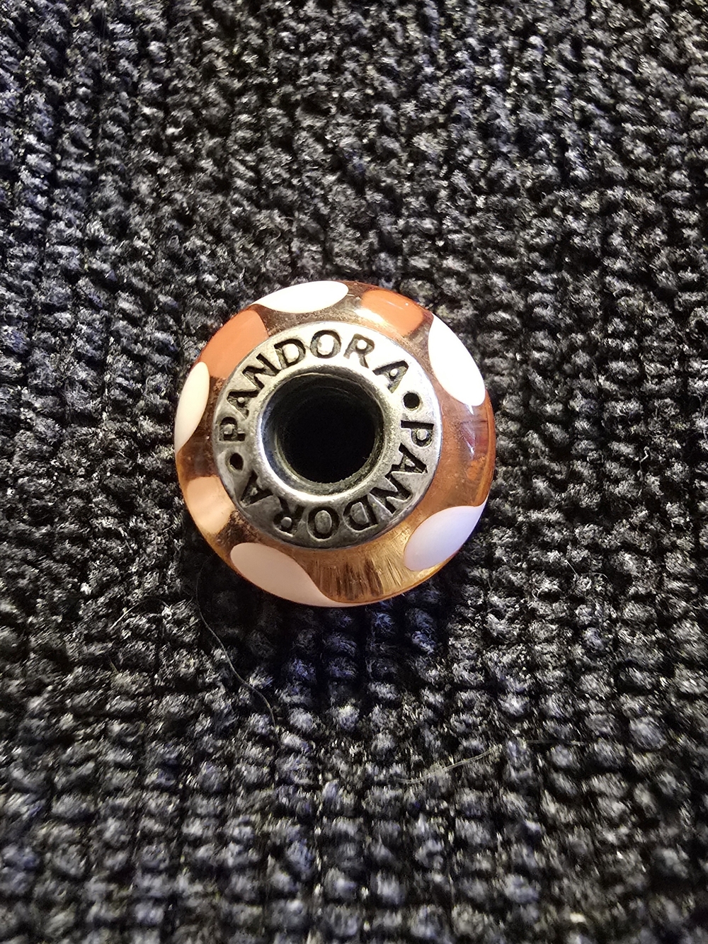 Pandora Swirl Murano Glass Charm - Orange, White & Yellow